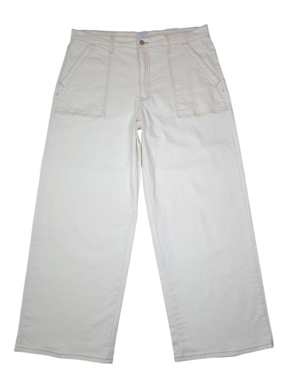Time And Tru Womens Wide-Leg Jeans Pants Size 18 Long Cream/White Flare